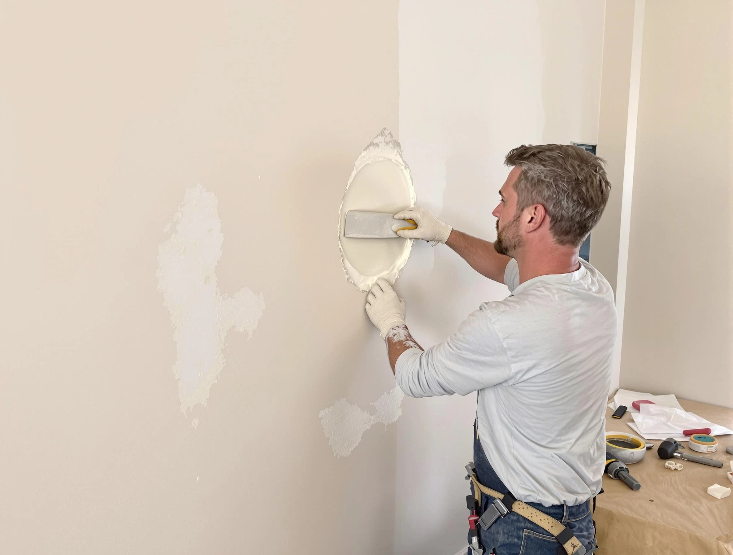 Elyria House Painters technician patching a drywall hole in Elyria, OH