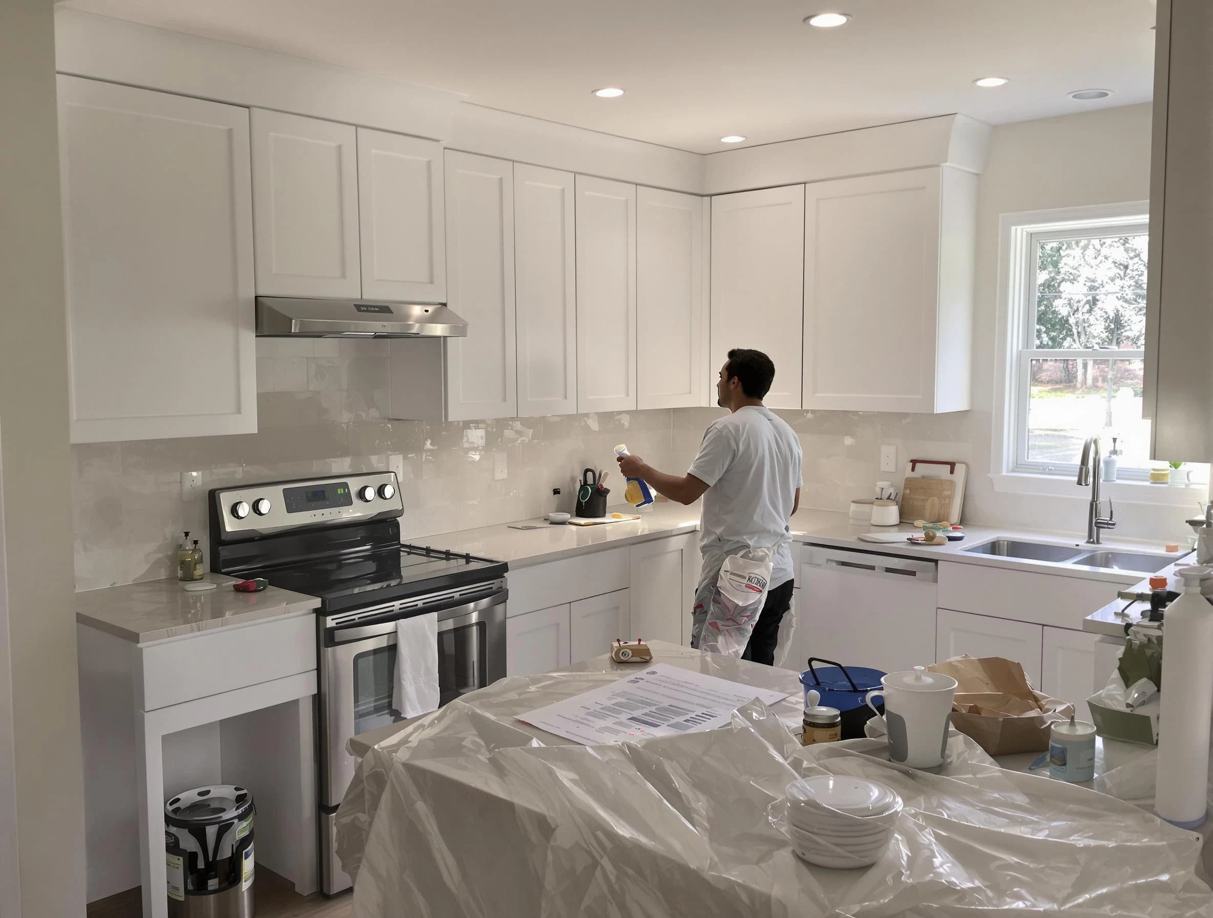 Elyria House Painters performing detailed kitchen painting in Elyria